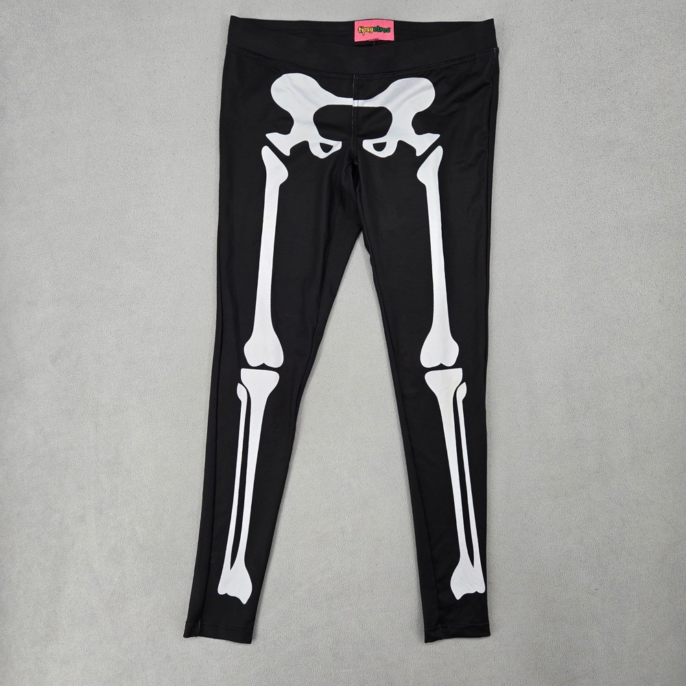 Tipsy Elves MEDIUM Skeleton Leggings‎ Womens Halloween Goth Spooky Costume Black